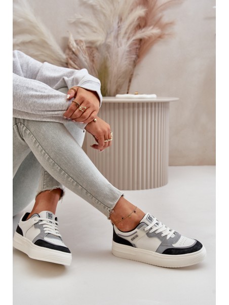 Women's Low Sneakers Made Of Eco Leather Big Star OO274028 White-Gray