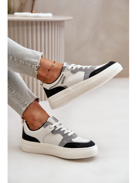 Women's Low Sneakers Made Of Eco Leather Big Star OO274028 White-Gray