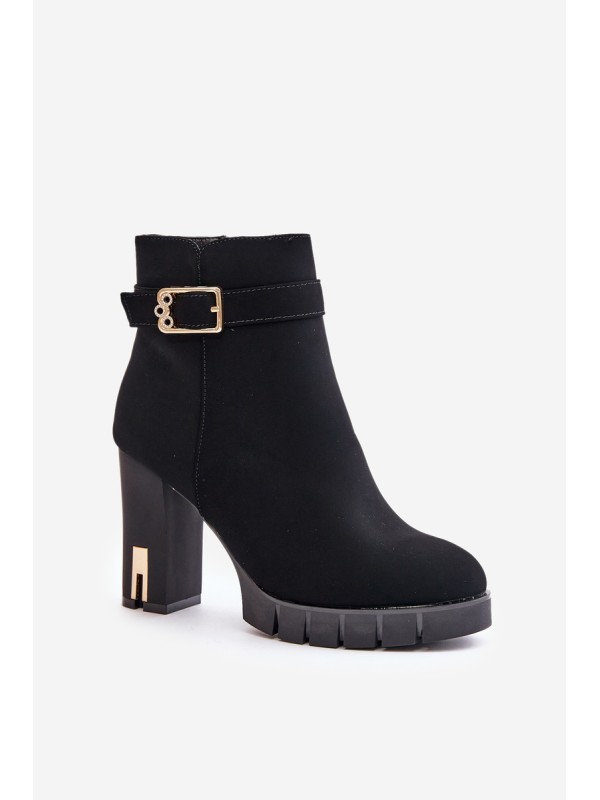 Leather Ankle Boots With Buckle On Heel Black Eftane Leather Ankle Boots With Buckle On Heel Black Eftane