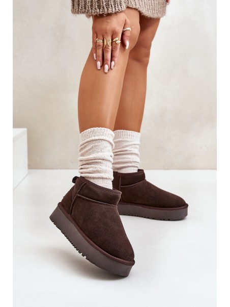 Women's Suede Snow Boots On Platform Brown Nereviana