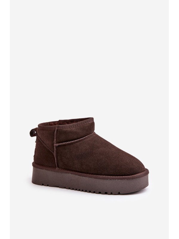 Women's Suede Snow Boots On Platform Brown Nereviana