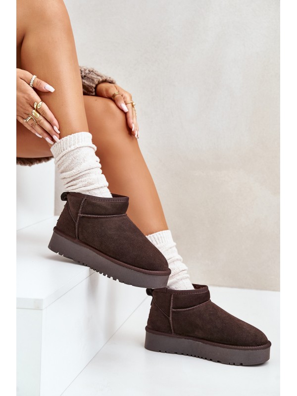 Women's Suede Snow Boots On Platform Brown Nereviana