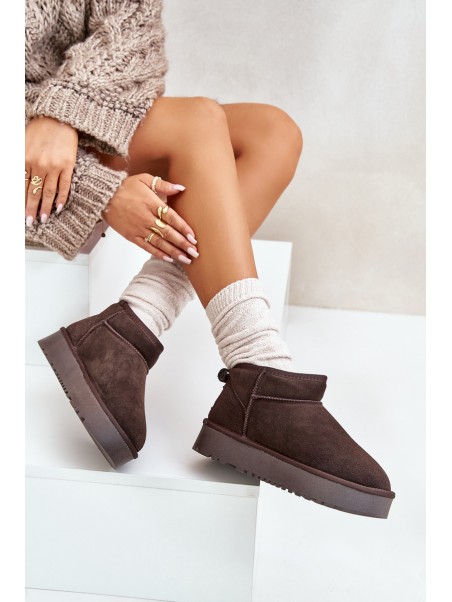 Women's Suede Snow Boots On Platform Brown Nereviana