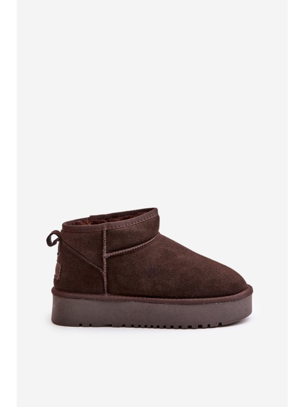 Women's Suede Snow Boots On Platform Brown Nereviana