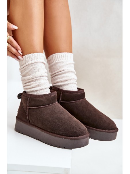 Women's Suede Snow Boots On Platform Brown Nereviana