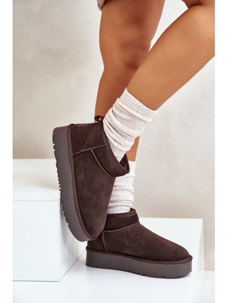 Women's Suede Snow Boots On Platform Brown Nereviana