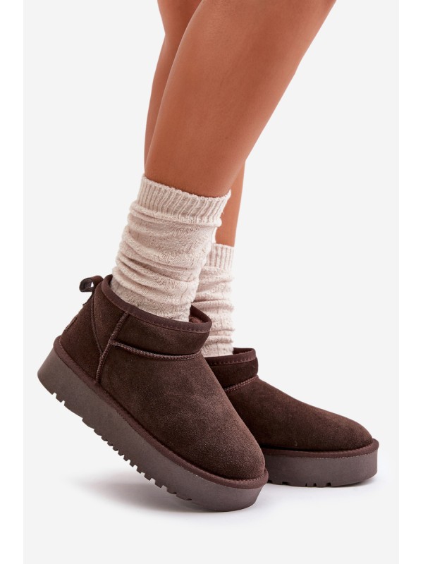 Women's Suede Snow Boots On Platform Brown Nereviana