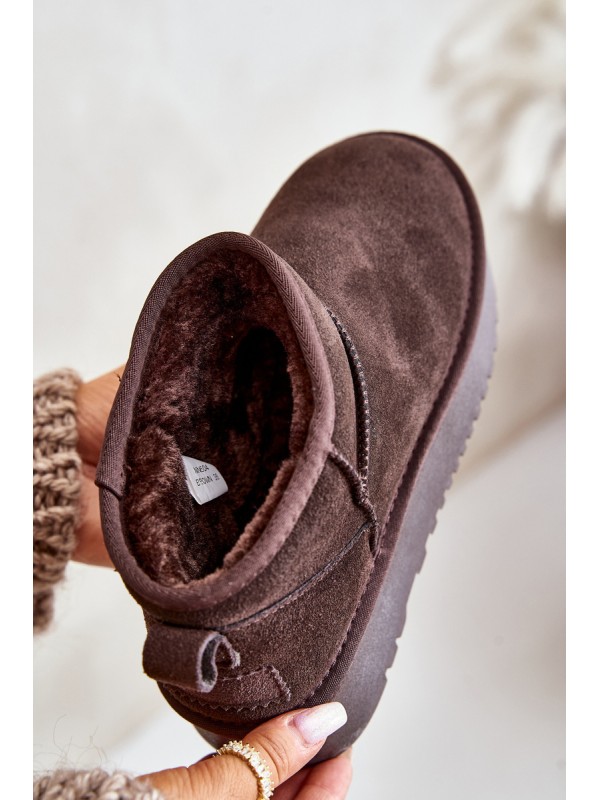 Women's Suede Snow Boots On Platform Brown Nereviana