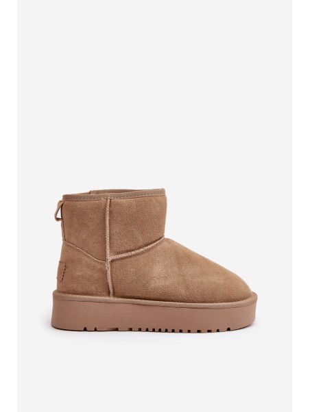 Women's Suede Snow Boots on Platform Above Ankle Beige Rianaella