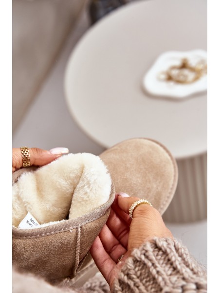 Women's Suede Snow Boots on Platform Above Ankle Beige Rianaella