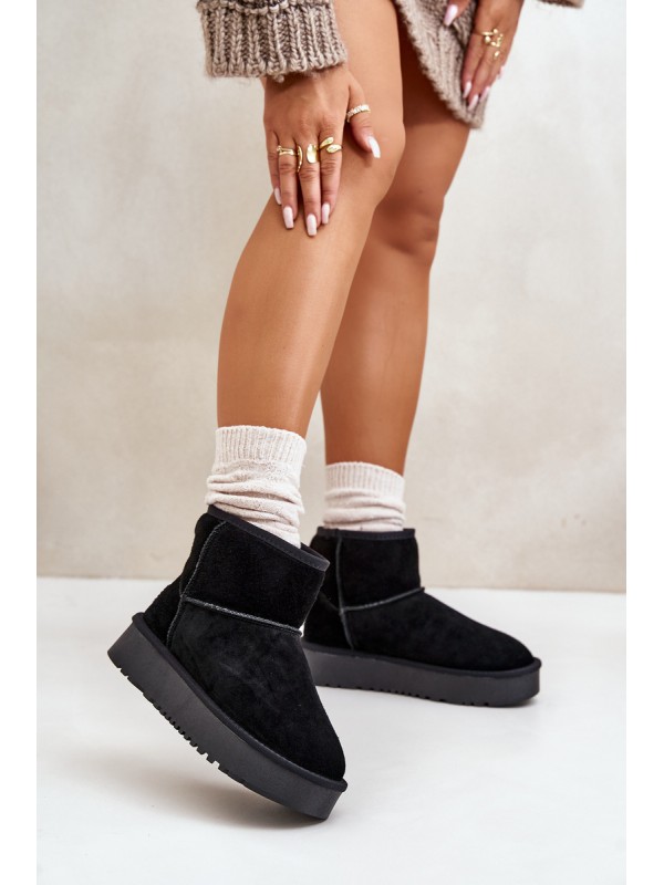 Women's Suede Snow Boots On Platform Above Ankle Black Rianaella 2