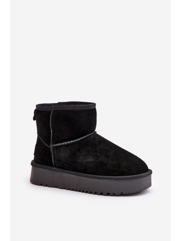Women's Suede Snow Boots On Platform Above Ankle Black Rianaella