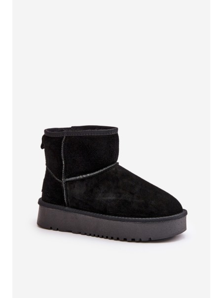 Women's Suede Snow Boots On Platform Above Ankle Black Rianaella