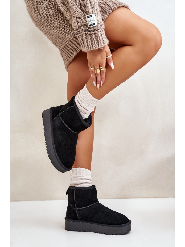 Women's Suede Snow Boots On Platform Above Ankle Black Rianaella