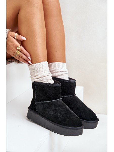 Women's Suede Snow Boots On Platform Above Ankle Black Rianaella