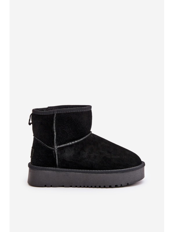 Women's Suede Snow Boots On Platform Above Ankle Black Rianaella