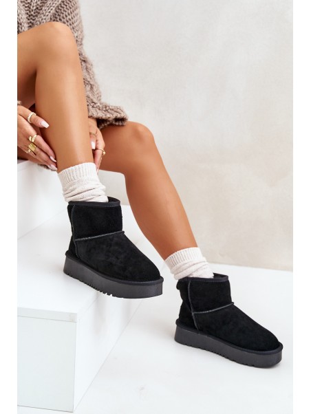 Women's Suede Snow Boots On Platform Above Ankle Black Rianaella