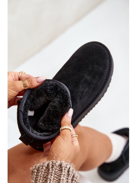 Women's Suede Snow Boots On Platform Above Ankle Black Rianaella