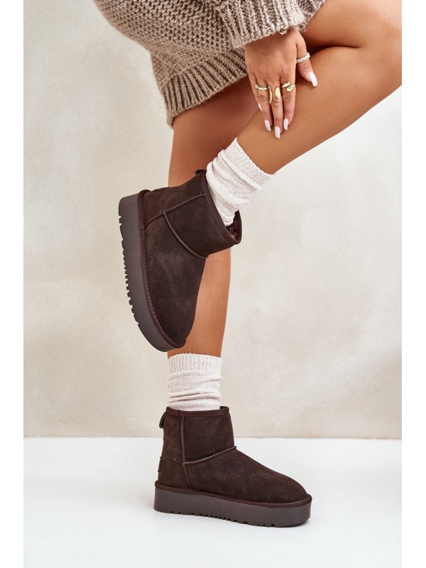 Women's Suede Snow Boots on Platform Above Ankle Brown Rianaella 2