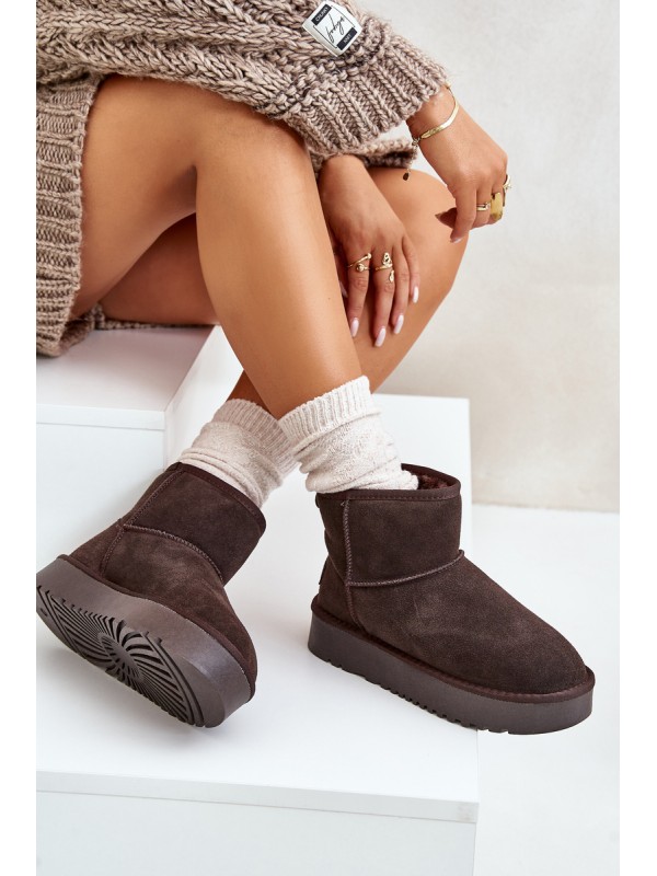 Women's Suede Snow Boots on Platform Above Ankle Brown Rianaella