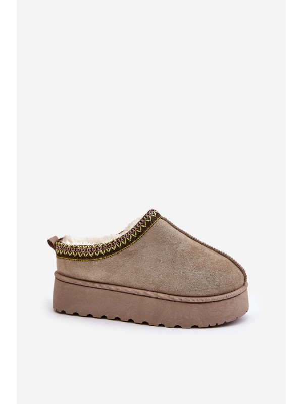 Women's Platform Winter Boots Insulated With Fur Green Straps