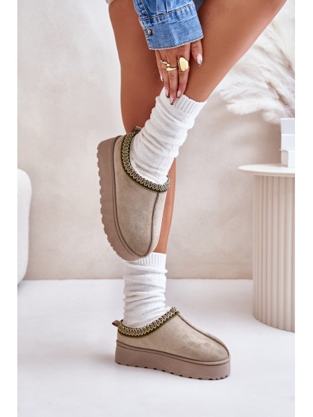 Women's Platform Winter Boots Insulated With Fur Green Straps
