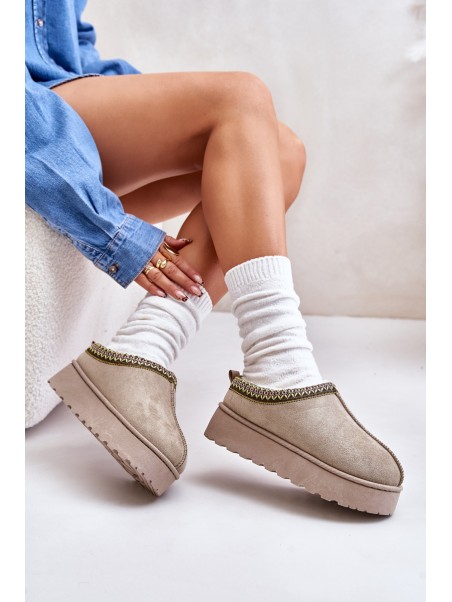 Women's Platform Winter Boots Insulated With Fur Green Straps