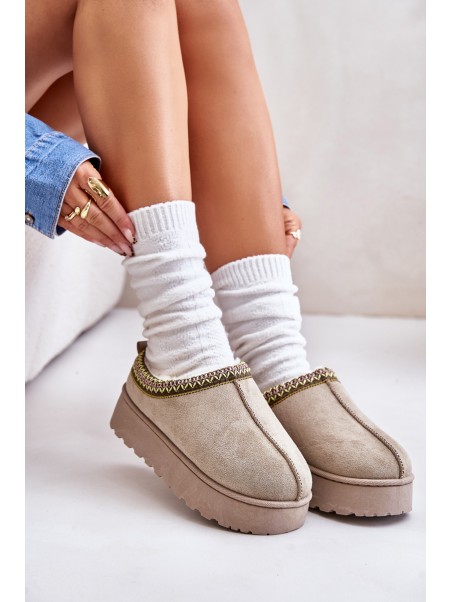 Women's Platform Winter Boots Insulated With Fur Green Straps