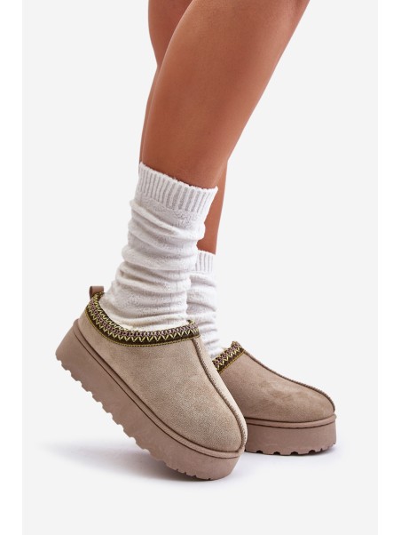 Women's Platform Winter Boots Insulated With Fur Green Straps
