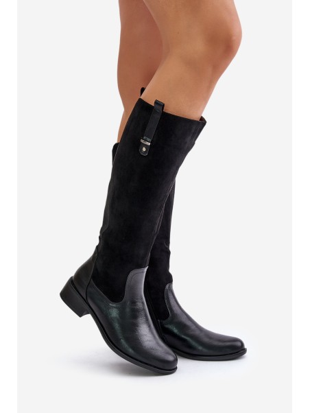 Women's Warm Knee-High Boots With Zipper Black Ivasira
