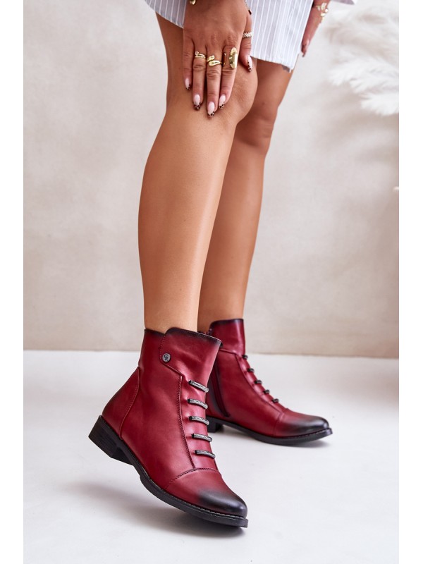 Insulated Women's Boots on Flat Heel Burgundy Labise 2