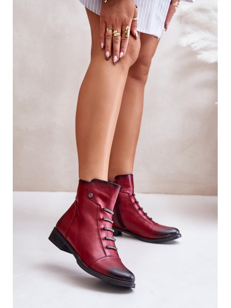Insulated Women's Boots on Flat Heel Burgundy Labise