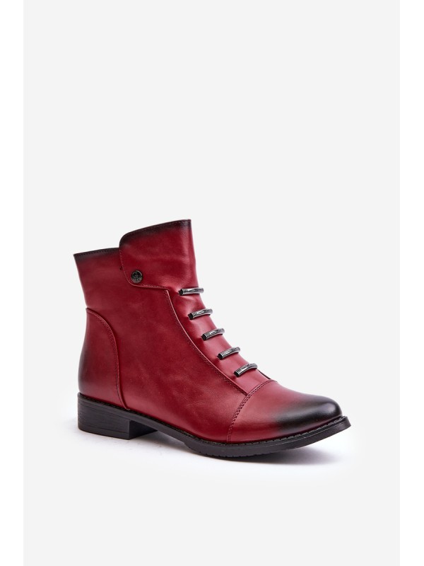 Insulated Women's Boots on Flat Heel Burgundy Labise