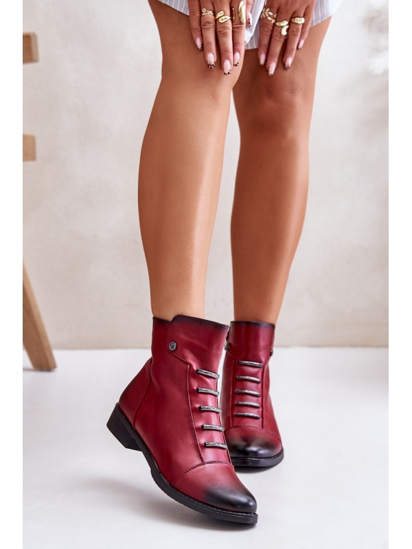 Insulated Women's Boots on Flat Heel Burgundy Labise