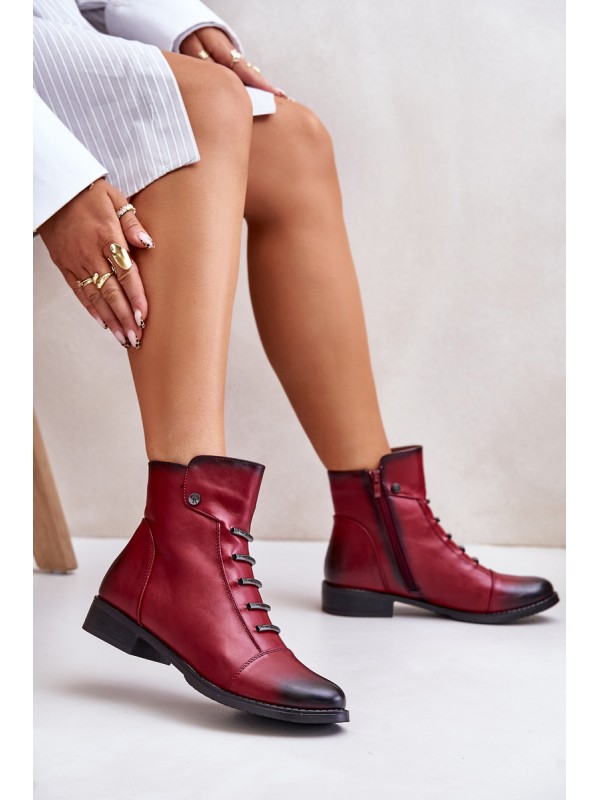 Insulated Women's Boots on Flat Heel Burgundy Labise