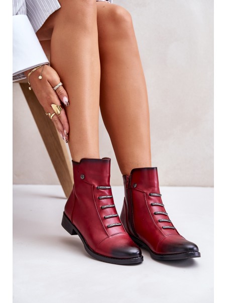 Insulated Women's Boots on Flat Heel Burgundy Labise