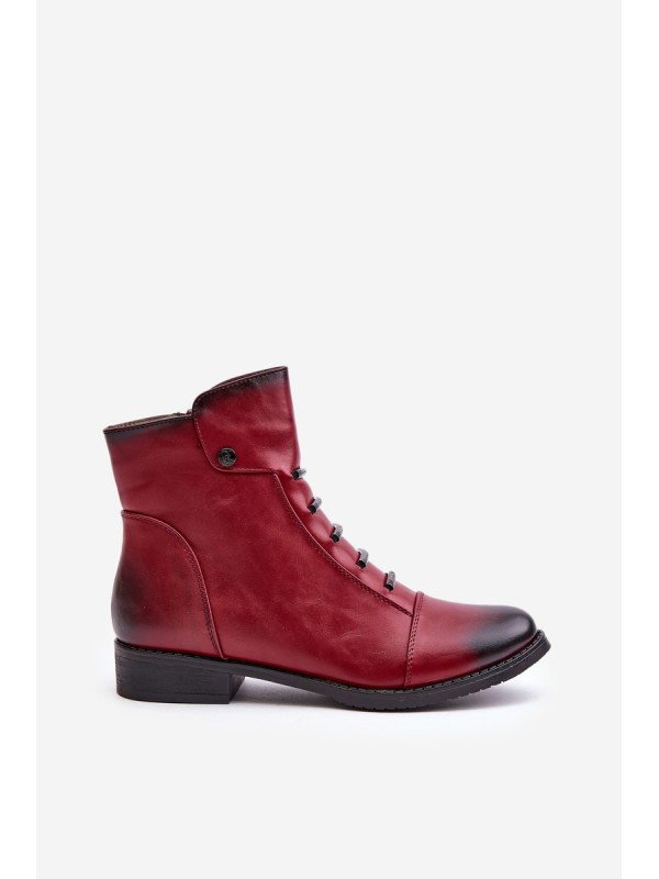 Insulated Women's Boots on Flat Heel Burgundy Labise