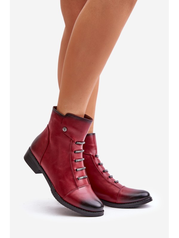 Insulated Women's Boots on Flat Heel Burgundy Labise