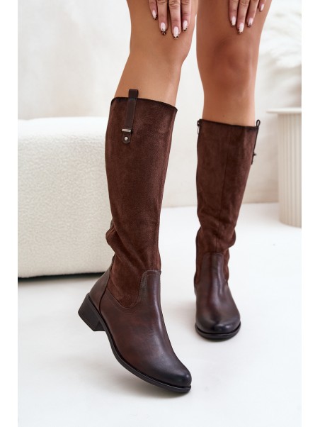 Women's Insulated Knee-High Boots With Zipper Brown Ivasira