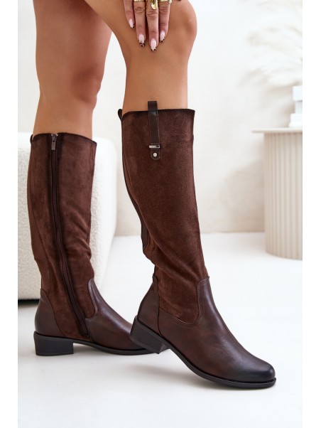 Women's Insulated Knee-High Boots With Zipper Brown Ivasira