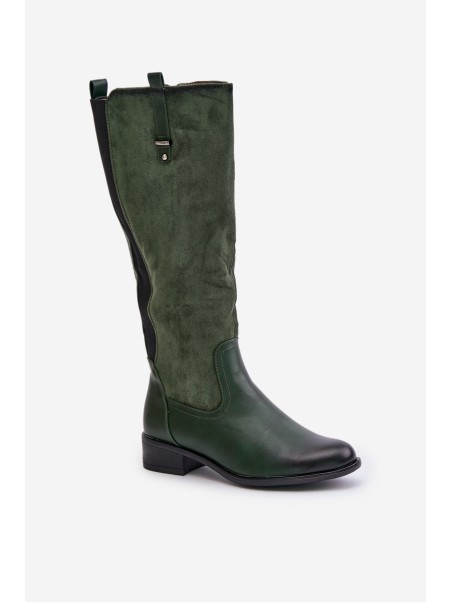 Women's Insulated Knee High Boots With Zipper Green Ivasira