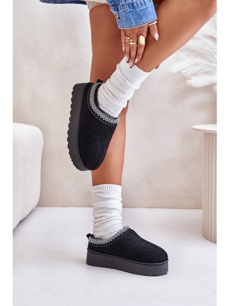 Women's Snow Boots On Platform With Embroidery Black Tirissa