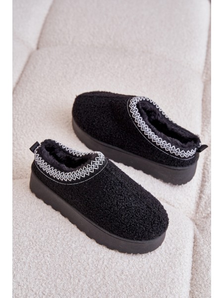 Women's Snow Boots On Platform With Embroidery Black Tirissa