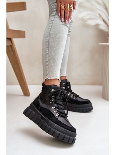Women's Insulated Ankle Boots On Platform Black Jelenia