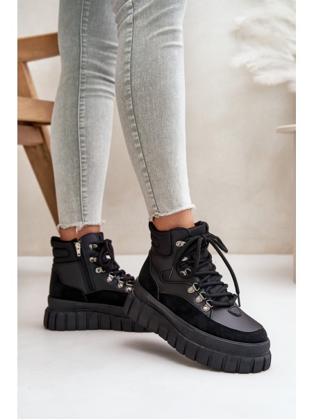 Women's Insulated Ankle Boots On Platform Black Jelenia