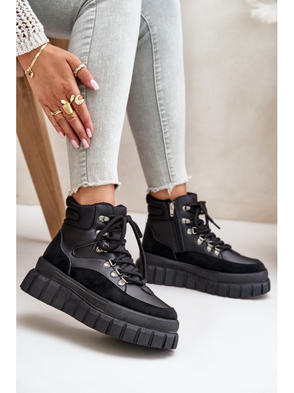 Women's Insulated Ankle Boots On Platform Black Jelenia
