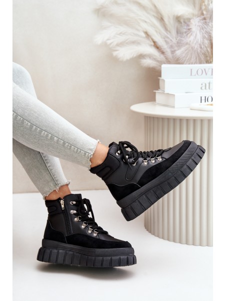 Women's Insulated Ankle Boots On Platform Black Jelenia