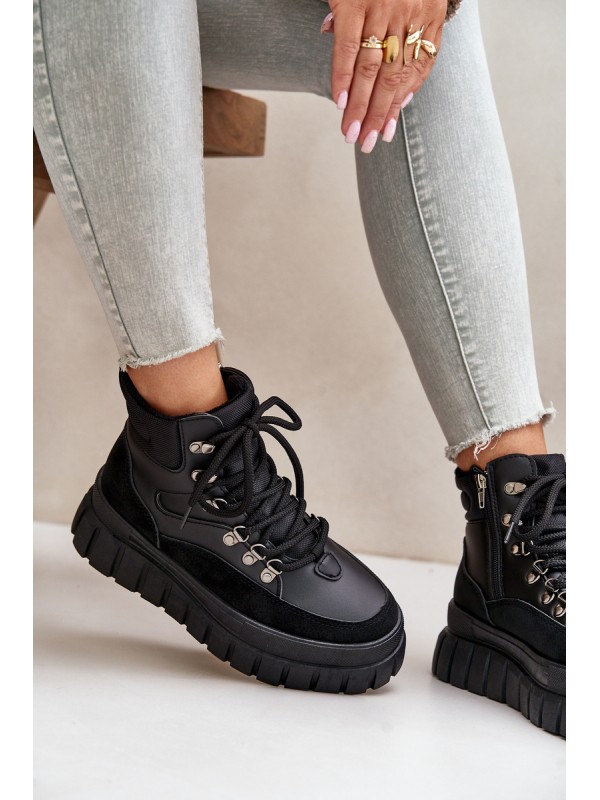 Women's Insulated Ankle Boots On Platform Black Jelenia