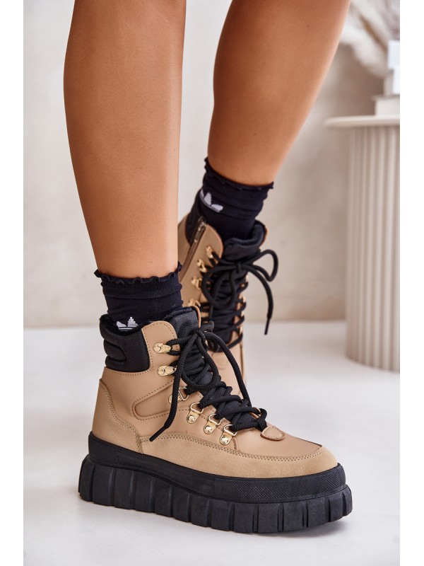 Women's Insulated Ankle Boots Platform Brown Jelenia