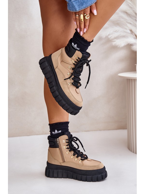 Women's Insulated Ankle Boots Platform Brown Jelenia